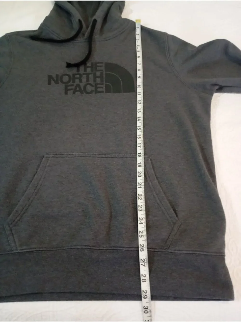 The North Face Gray Pullover Hoodie Black Logo Graphic Drawstring Hood Mens XL